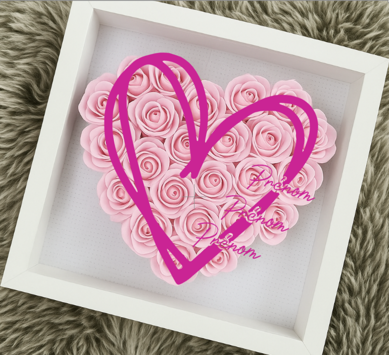 Cadre box personnalisable avec roses