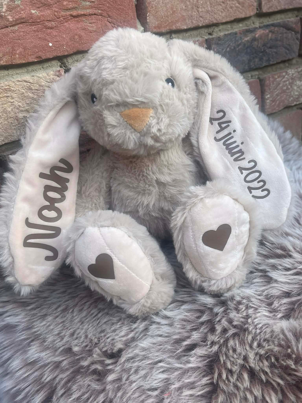 Peluche lapin 40 cm décorative et personnalisable
