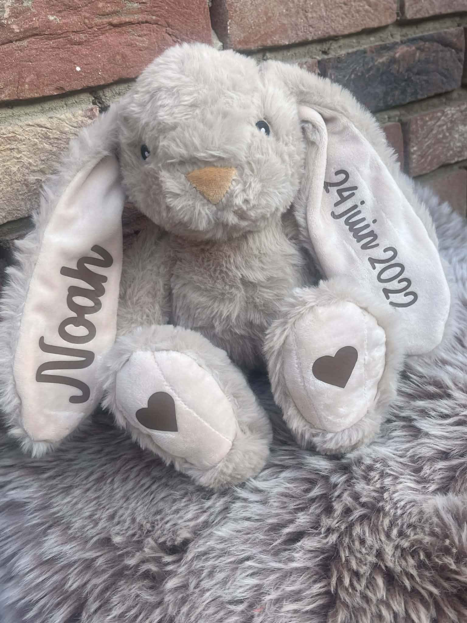 Peluche lapin 40 cm décorative et personnalisable