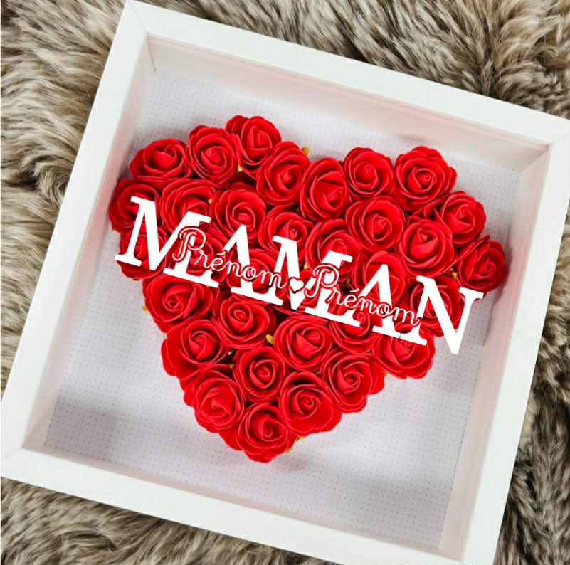 Cadre box personnalisable avec roses