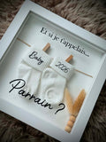 Cadre box 20x20cm personnalisé pour demande parrain 💛