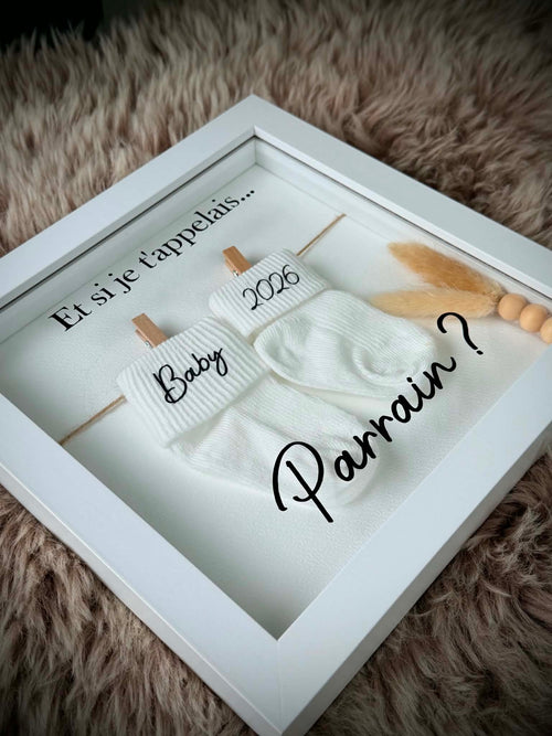 Cadre box 20x20cm personnalisé pour demande parrain 💛