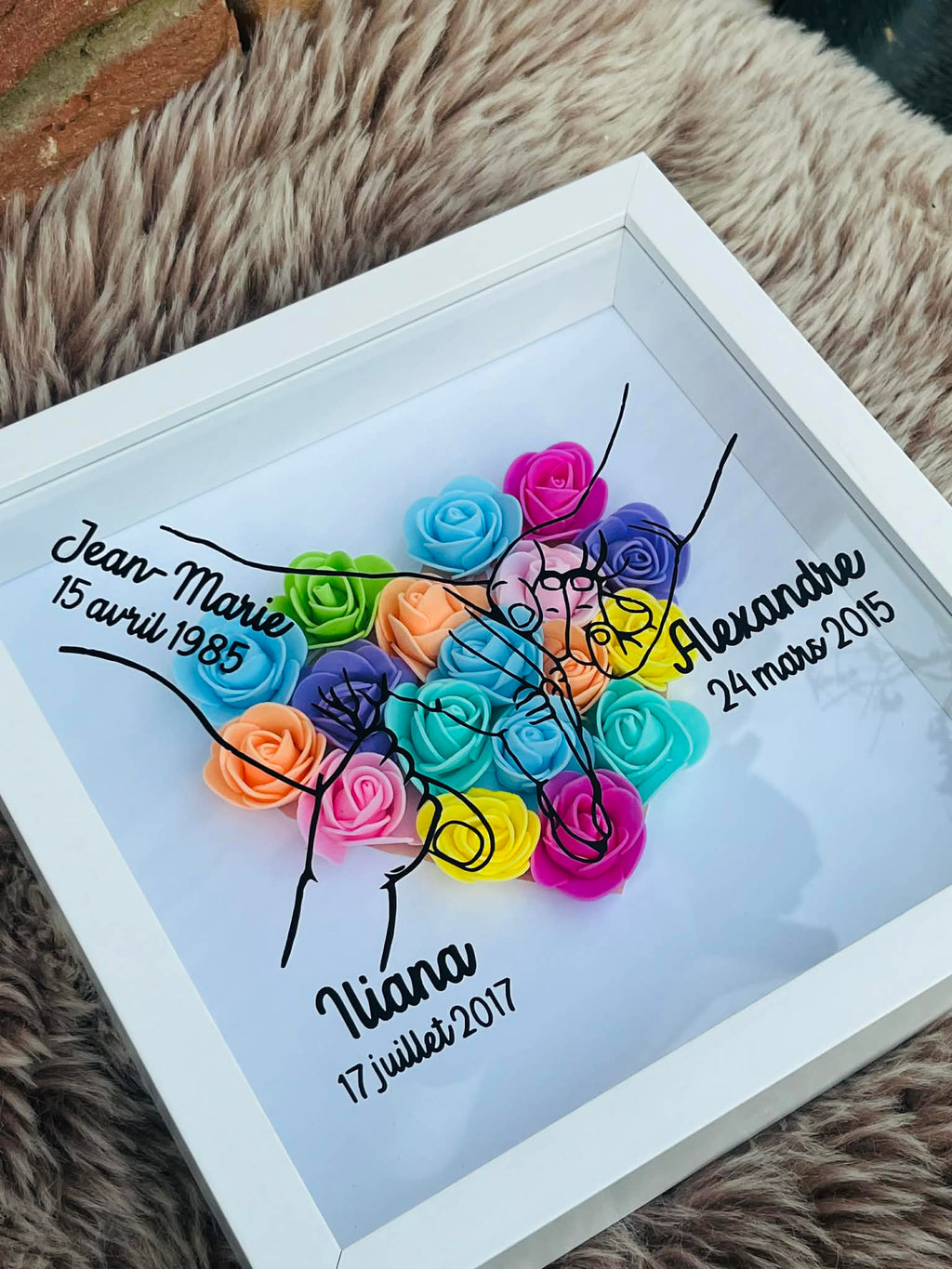Cadre box personnalisable avec roses